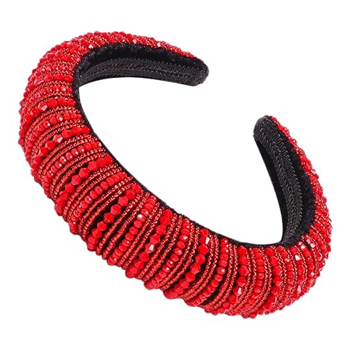 Beaupretty 1個 グリッターヘアフープ bandana 赤いラインストーンのカチューシャ ヘアツール バンド ヘア 女性用ヘアアクセサリー 装飾 宝石のような 結婚式のヘアフープ