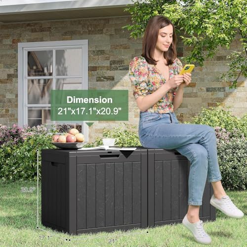 Image of Outdoor Storage Box Waterproof, 32 Gallon Deck Box for Patio-2 Boxes