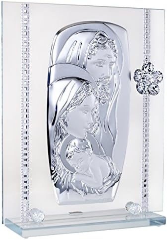 Italian 925 Silver Mother with Child Tabletop Figurine w/ Swarovski Crysta