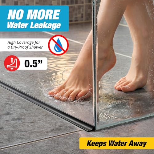 Image of Shower Threshold Water Dam Barrier 39 inch - Black Collapsible Walk in Shower Water Guard - Door Bottom Seal Strip Leak Guard by Hippo Dam