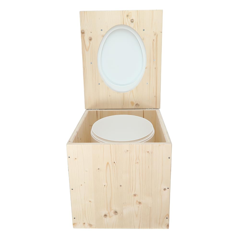 Toilette sèche en bois avec seau 18L - La blanche - Fabrication Française - N3