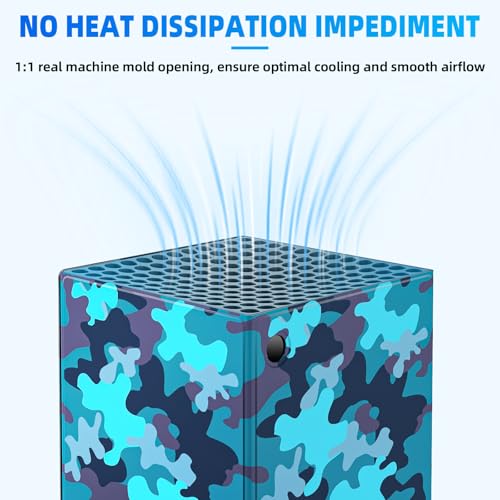 Image of Magnetic Wraps for Xbox Series X Console Accessories, New Look Design Cover Skin with Premium PU Leather, Magnetic Closure Wrap & TOP Cover for Xbox Series X, Full Protection - Blue Camo