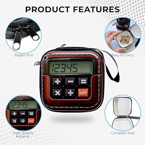 Image of Kraptick Multipurpose Coin Pouch - Compact Zipper Purse for Coins, Cash & Small Essentials Durable & Stylish Fabric Mini Organizer for Daily Use (Calculator Design) (Pack of 2)