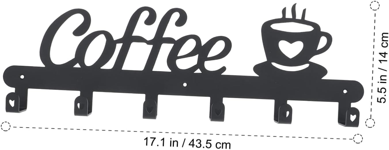 Ciieeo 1Set Wall Mounted Mug Storage Rack Cup Hanger for Saving Display Organize Mugs Utensils for Home Bar Cafe Decor