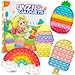 4 Pcs Fidget Toys, Rainbow Push Bubble Fidget Toys Ice Cream Toy Pineapple Squeeze Toys Set for ADHD Autism Stress Relief Toy Gift