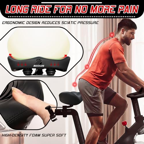Image of BUCKLOS Wide Bike Seat for Men Women Ebike Seats Comfort Extra Large Comfortable Bicycle Seats Saddle for Ebike /Crusier /Exercise /Peloton Bike