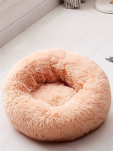 Almofada de cama de animal de estimação,Funien Cama de pelúcia para gatos Almofada redonda calmante
