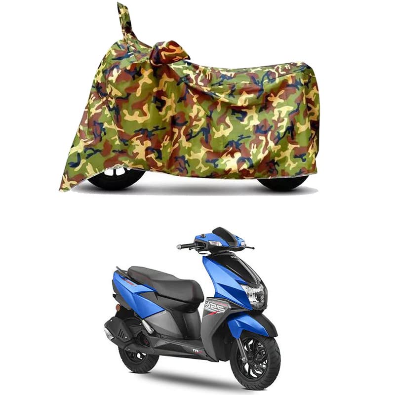 Image of Waterproof 100% PVC Coated Full Bike Scooty Two Wheeler Body Cover Compatible for TVS NTORQ 125 /UV-Rays /Heat Protection /Birds Dropping /Scratchproof /Dust Proof /All Varient[6X6 Jungle Print]