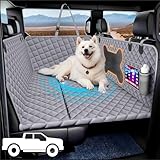 Geotick Dog Seat Cover for Trucks, Hard Bottom Dog Hammock Back Seat Extender for Dogs for F150, RAM1500,Silverado,GMC Sierra (Gray, XXL Full Size Truck Crew Cab)