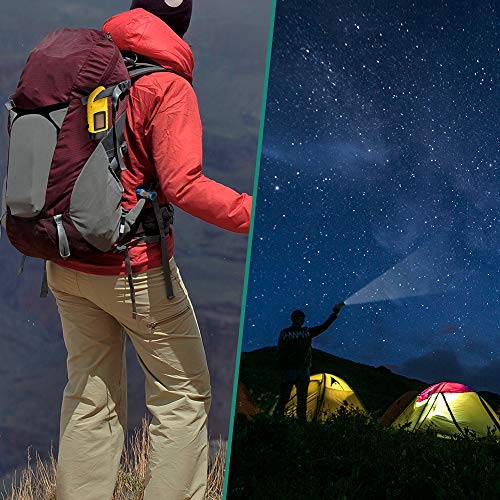 Geeric 2-Pack Hand Crank Solar Powered Flashlight, Emergency Rechargeable Led Flashlight, Survival Flashlight, Quick Snap Carabiner Dynamo Flashlight Torch For Outdoor Sports, Army Green+Black #TOP4