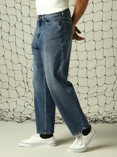 Image of Hubberholme Men Washed Cotton Loose Fit Mid- Rise Jeans 10