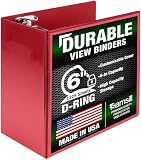 Samsill Durable 6 inch 3 Ring Binder, Locking D Ring Binder, Customizable Clear View Cover, Red, Holds 1225 Pages