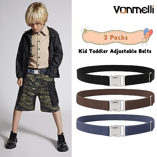 VONMELLI 3 Pack Elastic Stretch Belts Kids Toddler Belt Adjustable Uniform Belt for Boys and Girls3