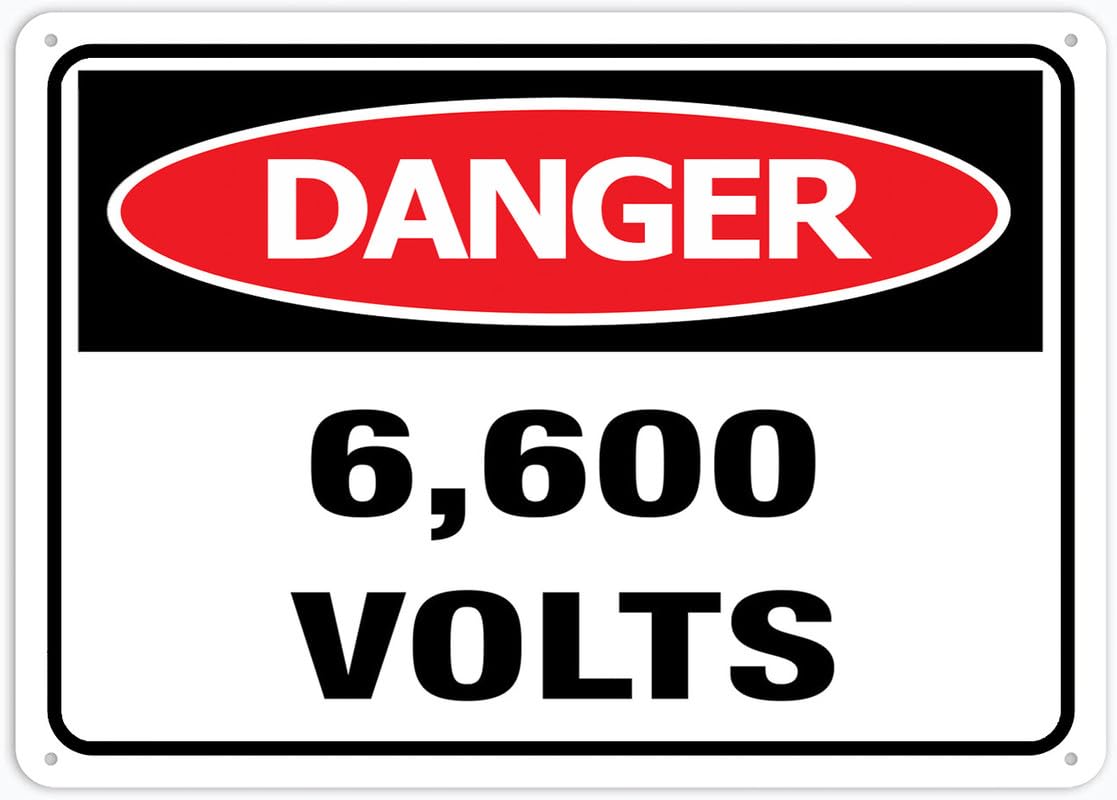 Danger 6600 Volts Aluminum Metal Sign 12"x8" Rust-Free Pre-Drilled Holes Weather Resistant For Home/Office/Business/Yard Use