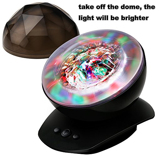 Aurora Northern Light Projection LED Night Light Lamp with 8 Lighting Mode & Speaker, Relaxing Light Show for Baby Kids and Adults, Mood Light for Baby Nursery Bedroom Living Room (Black)
