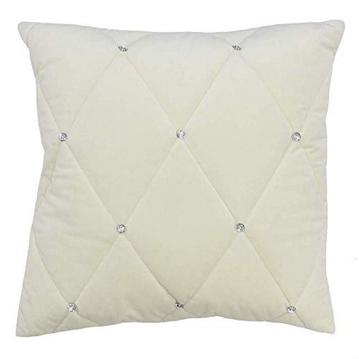 Riva Paoletti New Filled Cushion Diamante Crystal Sequins-Quilted Geometric Design-Hidden Zip Closure-100% Polyester-55 x 55cm (22" x 22" inches), Polyester, Cream, 55 x 55cm