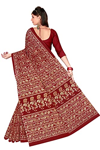 Image of TAMAIRA FASHION Mulmul Pure Cotton Saree For Woman Kalamkari Printed|Office Wear Daily Wear Sarees For Women Without Blouse Piece (Available in 9 Colours)