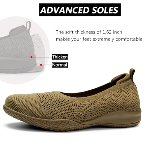 Image of LEDINEY Women's Flats Slip On Go Walk Shoes for Women Comfortable Walking Sneakers Knit Low Wedge Dressy Ballet Shoes Zapatos para Mujer