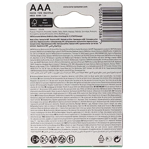 VARTA Batterien AAA, wiederaufladbar, 2 Stück, Recharge Accu Phone, Power on Demand, 800 mAh Ni-MH Akku, vorgeladen, für schnurloses Telefon 5