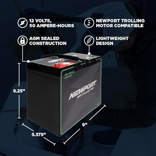 image for Newport Vessels Newport 12V50Ah Deep Cycle Heavy-Duty Marine Battery, 