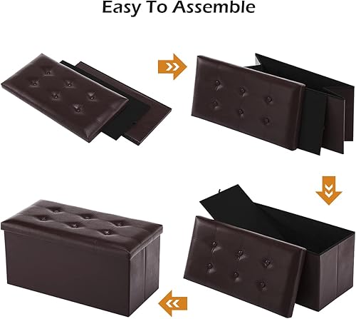 Miniatura 16 de Youdesure Otomana plegable con espacio de almacenamiento de 80 litros, de 30 pulgadas, que soporta hasta 350 libras con reposapiés acolchado, para