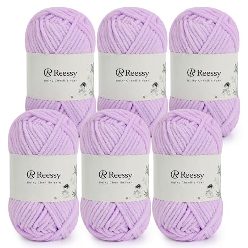 Reessy Bulky Chenille Yarn for Crocheting – 6 Pack of
