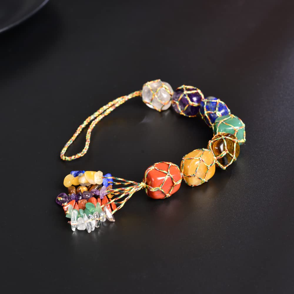 VNVETYTO 7 Chakra Ornament Healing Crystals Feng Shui Hanging Ornament 7 Chakra Wall Ornament