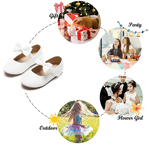 Felix & Flora Girls Mary Jane Flat Dress Shoe For Toddler Little Kid Party School (7 Toddler,White) #TOP5