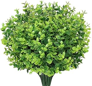 AIOR 10 Bundles Artificial Plants Artificial Bushes, UV Resistant Fake Flowers Plastic Greenery Shrubs Plants for Floral Arrangement, Table Centerpiece, Home Garden Decor (Green)
