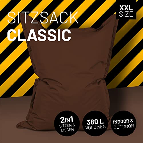 Lumaland Luxury Riesensitzsack XXL Sitzsack 380l Füllung 140 x 180 cm Indoor Outdoor verschiedene Farben Braun - 2