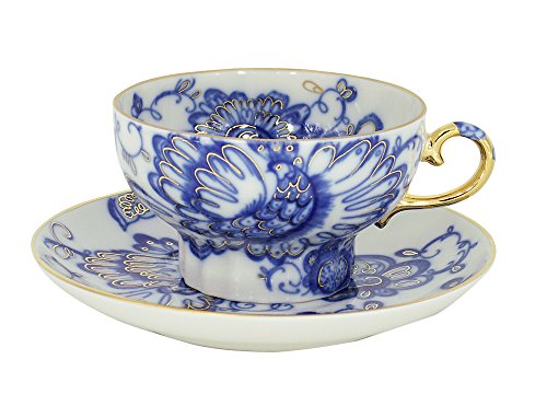 Lomonosov Porcelain Set Singing Garden 2pc Cup and Saucer 7.8 fl.oz/230 ml