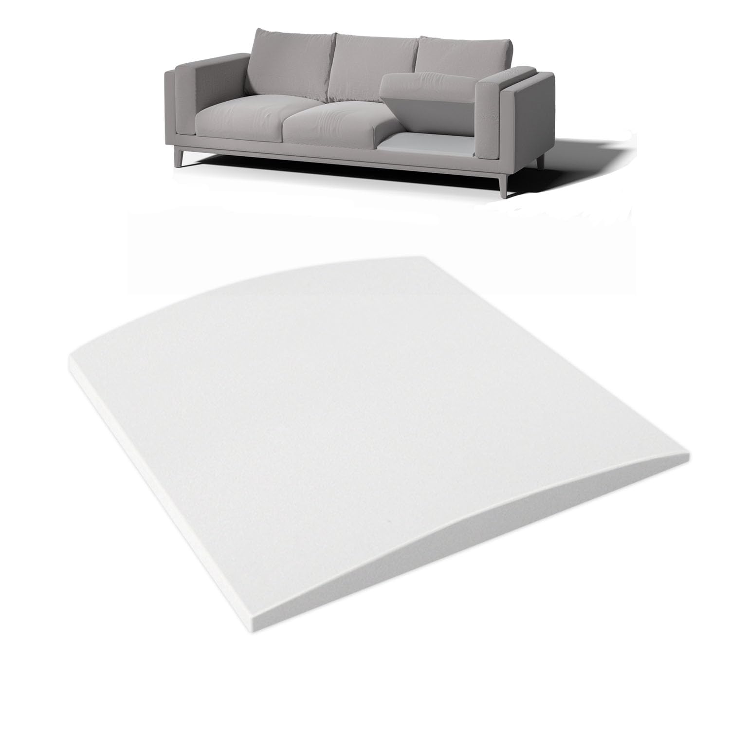 Couch Cushion Support for Sagging Seat, 20"x20"x2" 40D High Density Curved Foam Sofa Cushion Support, Under-Cushion Sag Repair,White Set of 1