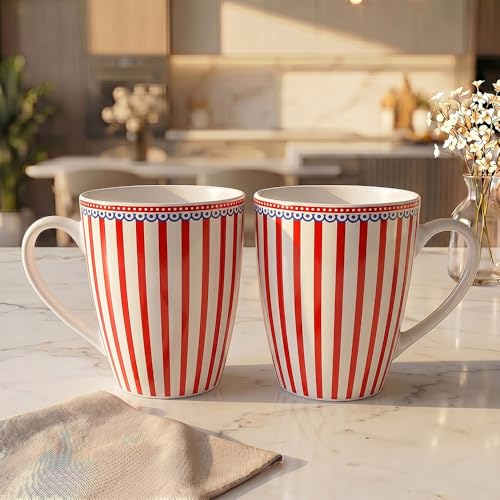 Image of UPC Premium Bone China Coffee Mug Set of 2 | Elegant Ceramic Tea & Coffee Cups for Home, Office & Cafe | Lightweight, Durable, Microwave & Dishwasher Safe Mug Set | Luxury Drinkware Collection