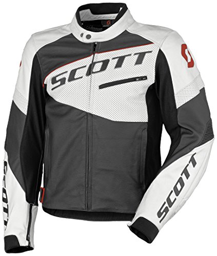 Scott Track Blouson Leder Motorrad Jacke schwarz/weiß 2019: Größe: XL (52/54)