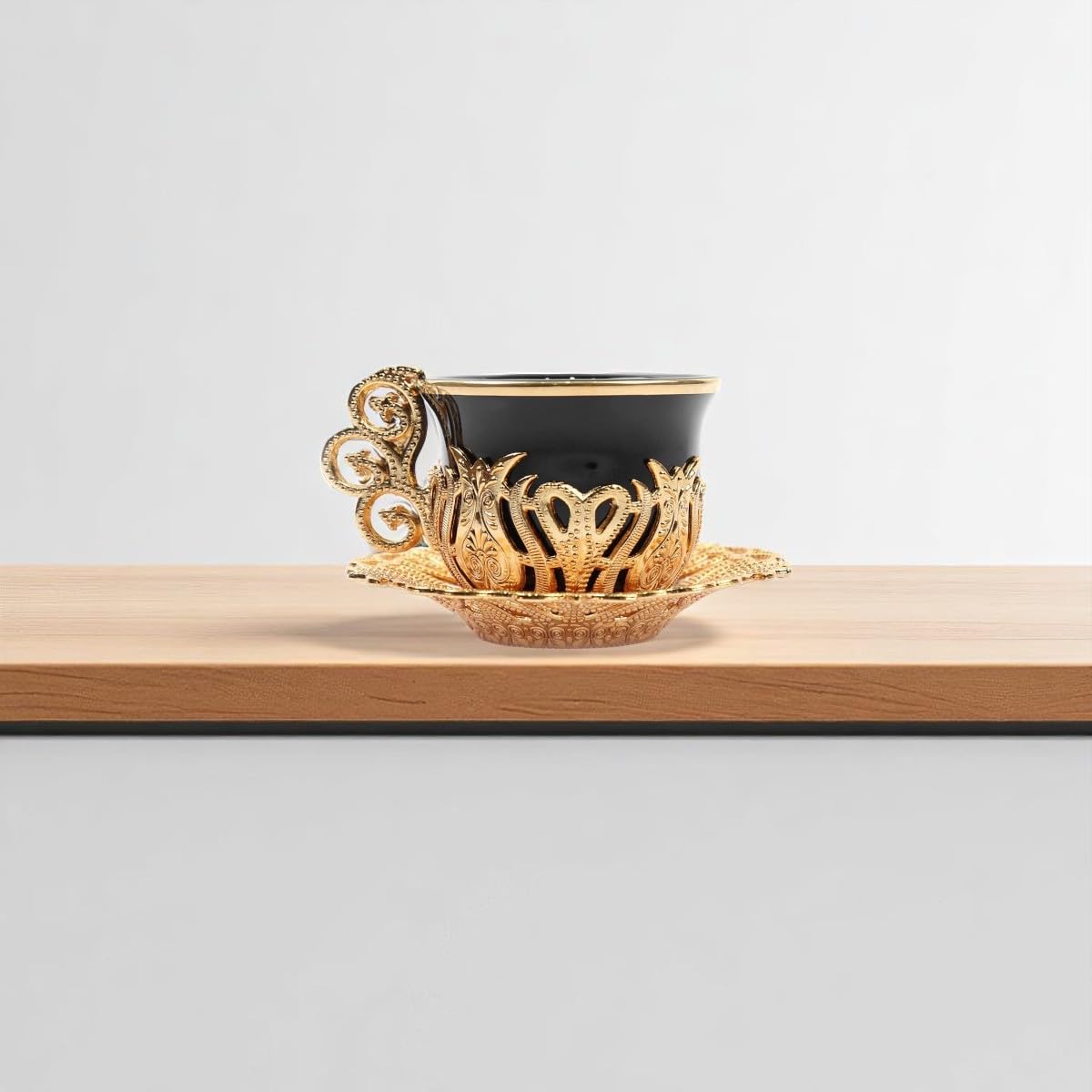 Alisveristime - Juego de platos de porcelana para café espresso, 12 unidades, color dorado