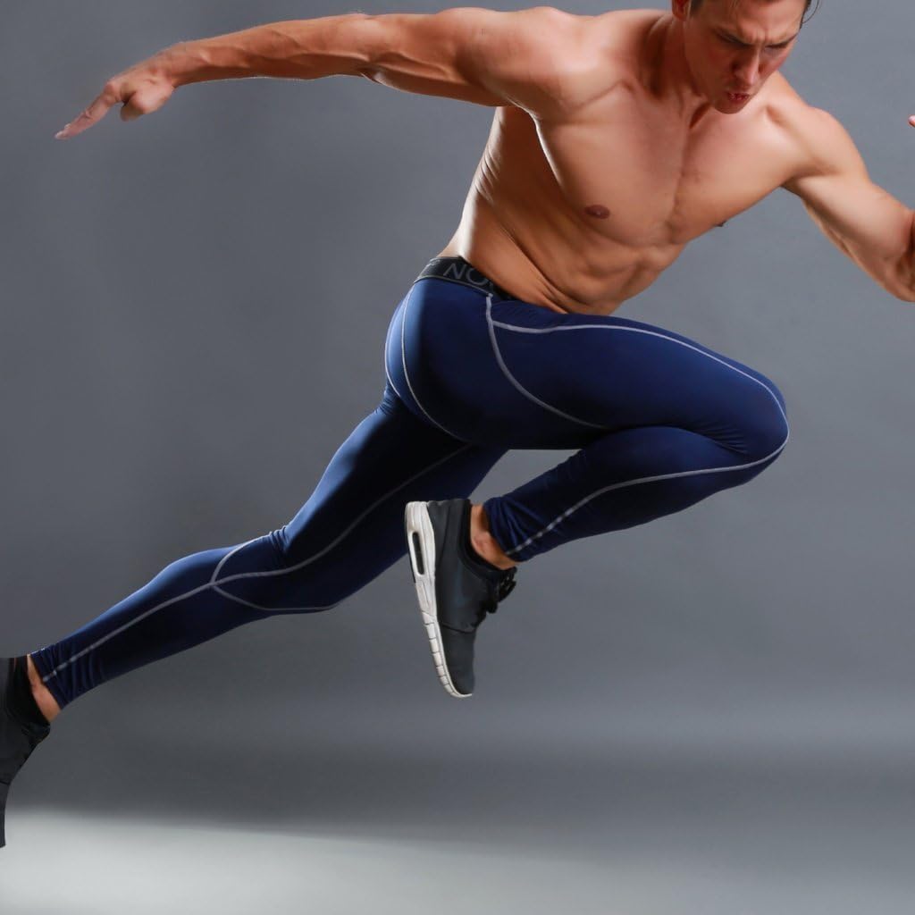Men's Compression 3/4 Tights - Quick Dry, Moisture Sensing, Ergonomic Fit - Black - Small, Medium, Large