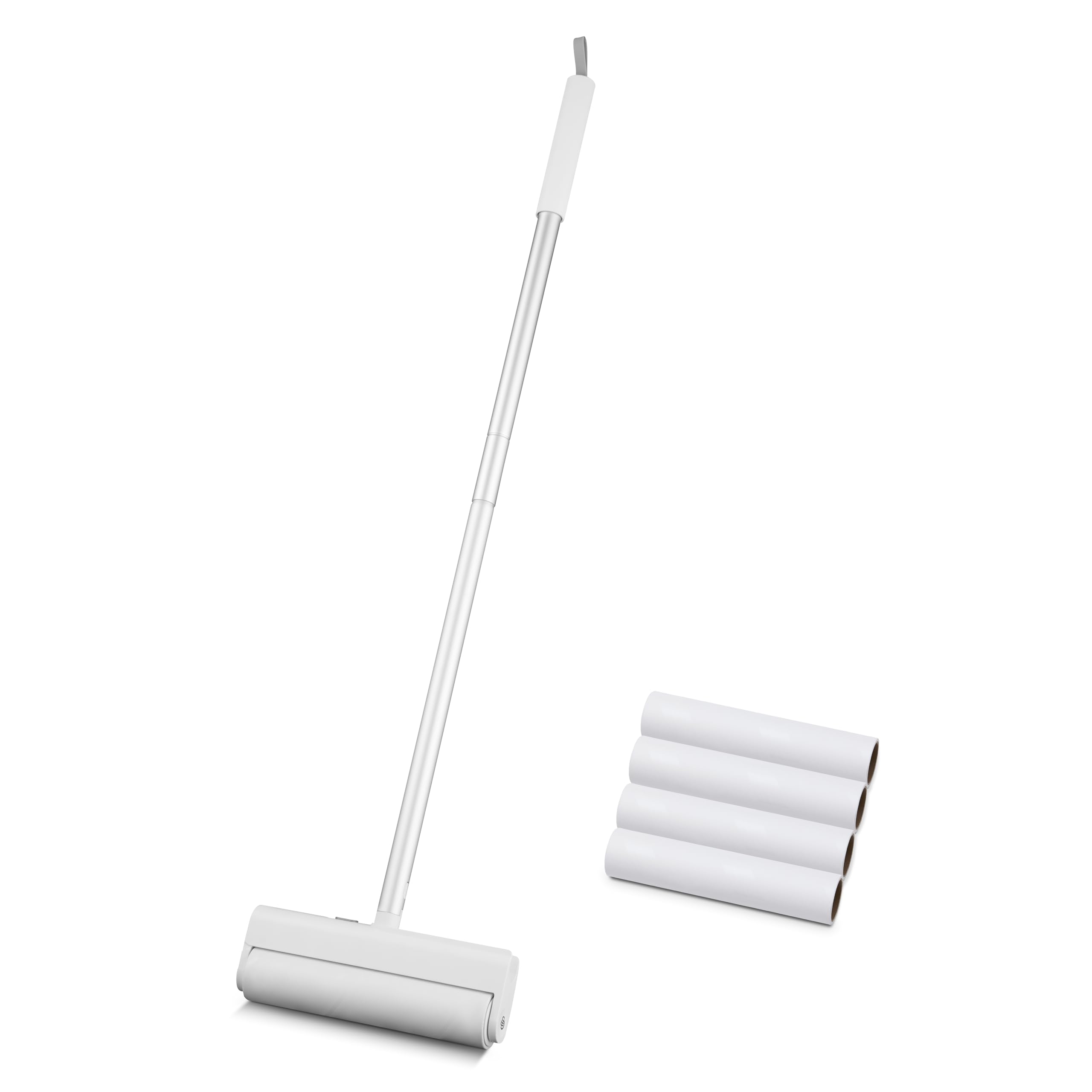 Swan Elevate Extra-Wide Handheld Lint Roller with 4 Pack of Strong Adhesive Strip Refills Set, Handheld Lint Roller, 220 Sheets Per Pack, 55 Strips Per Roll, White
