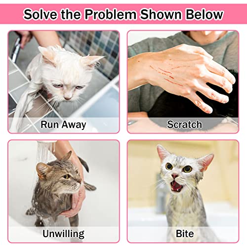 Image of JULMELON 10PCS Cat Bathing Bag Adjustable Shower Washing Net Grooming Set | Polyester Mesh, Kitten Adult Pet Grooming, Shower Bathing Nail Trimming Examination, Brush Clipper File Comb Tick Tool Caps