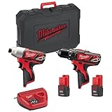 Kit Trapano + Avvitatore Ad Impulsi Milwaukee M12 Bpp2e-152c 12 V 1,5 Ah