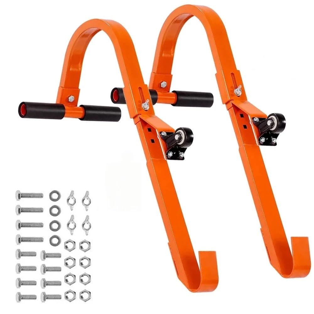 Ccarzzi Roof Ladder Hook Kit 2 Pack Ladder Stabilizer with Wheel, Heavy Duty Steel Ladder Hook with Rubber Grips, Load Capacity 500 lbs, Easy Access to Roofs