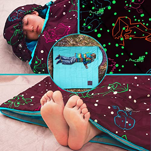 Acecamp 3 Seaons Sleeping Bags For Youth Boys And Girls, Lightweight Glowing In The Dark, Perfect For Slumber Parties, Camping And Travel (3 Seasons, Youth, Temp 10℃-15℃)… #TOP2