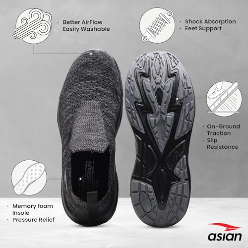 Image of ASIAN Wind Pro-10 Walking Shoes for Men | Slip-On Shoes, Lightweight & Breathable Sneakers