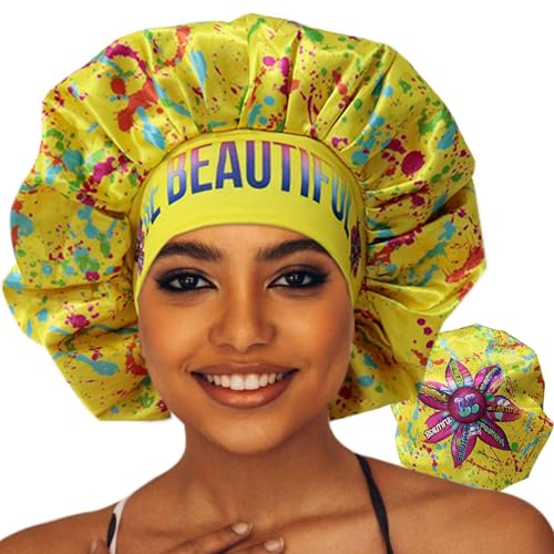 Discover reversible premium double layer silk satin sleeping bonnets designed for hair protection, moisture retention, and all-night comfort. Keep your hair healthy and frizz-free-yellow