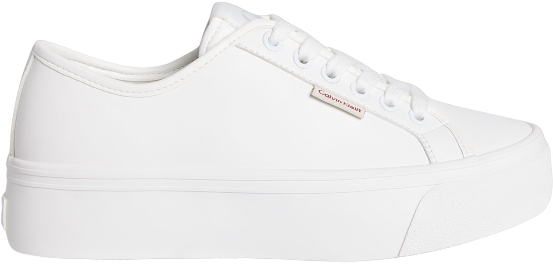 Calvin Klein Women’s Flatform Vulcanised Trainers, White (Bright White), 7