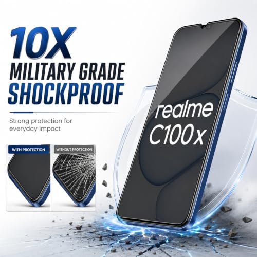 Image of FIRST MART Tempered Glass for Realme C100x, 9H 0.3 mm Full-Glue Screen Protector with Cable Protector, 3D Edge-to-Edge, HD Clear, Case-Friendly, Black, Pack of 1