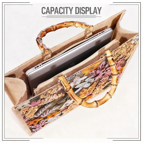Bolso Tote para Mujer con Asa de Bambú y Bordado de Lentejuelas miniatura 7