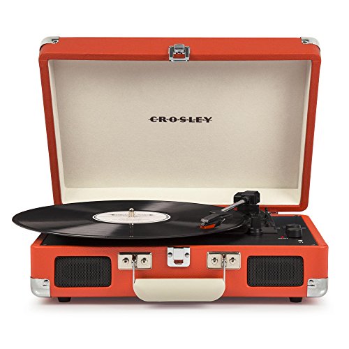 Crosley CR8005D-OR Cruiser Deluxe Vintage 3-Speed Bluetooth Suitcase Turntable, Orange
