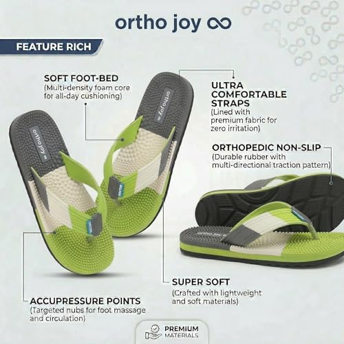 Image of Men's Orthopedic Doctor Slippers with Acupressure Sole | Extra Soft Ortho Chappal for Men | Daily Use Home & Casual Footwear | Soft Cushion Foam Slipper for Man - Lightweight, Anti-Skid Rubber