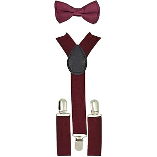 Kids Children Babies"Burgundy" Suspender & Bow tie Set