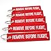 Rotary13B1 - Remove Before Flight Key Chain - 5 Pack - Jet Tag Keychain - Size: 1 inch x 5 inches - Color: Red with White Embroidery